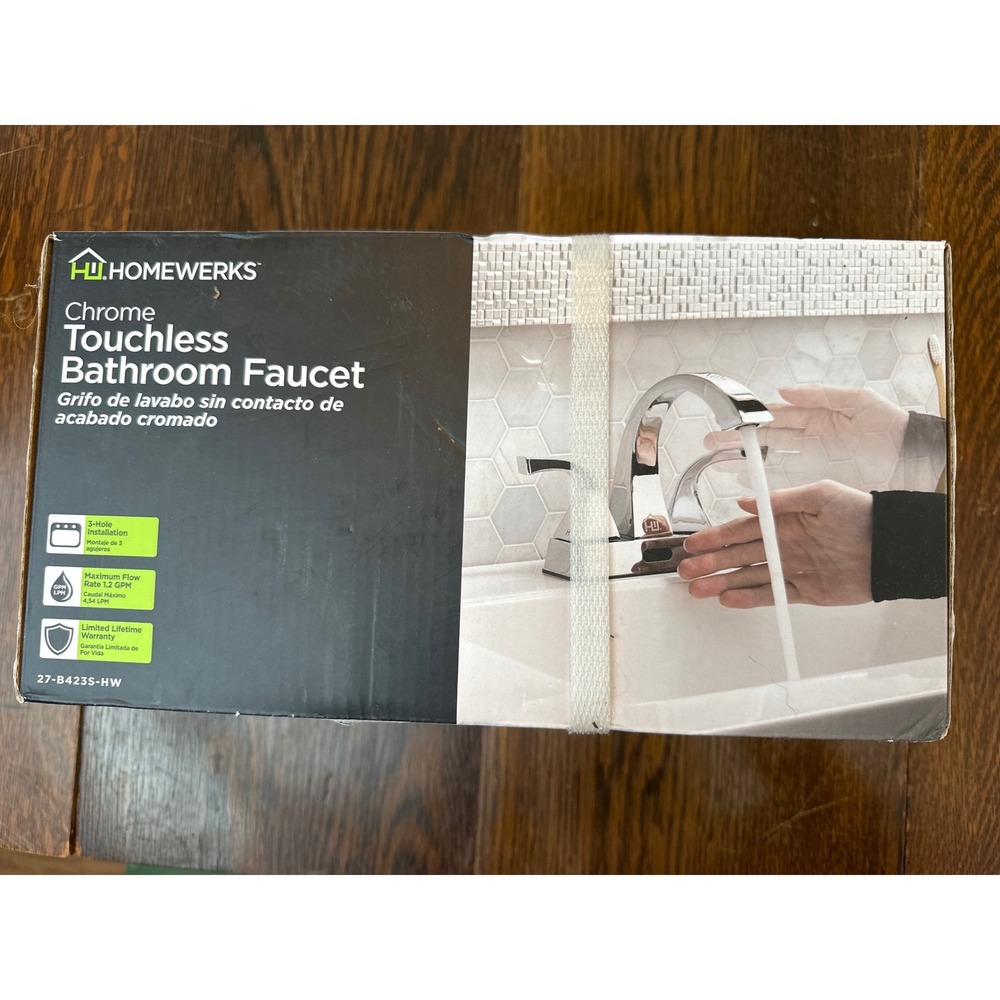 Homewerks Chrome Touchless Motion Sensor Bathroom Faucet with Pop Up Drain